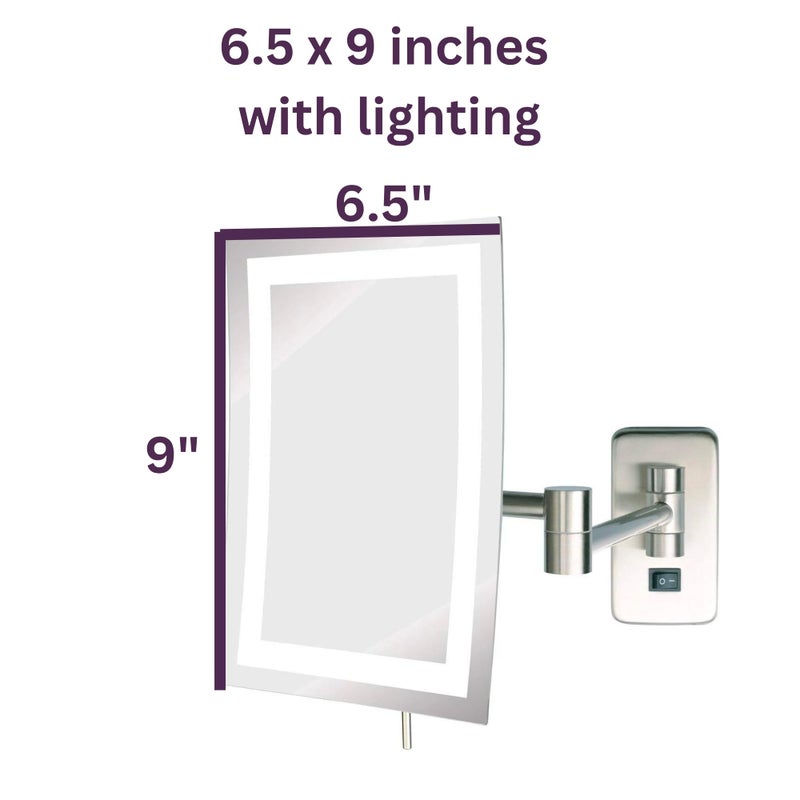 JERDON Rectangular 6.5-Inch x 9-Inch Wall Mount Mirror - Makeup Mirror with 5X Magnification and 15.5-Inch Wall Extension - Nickel Finish - Model JRT710NL - Image 3
